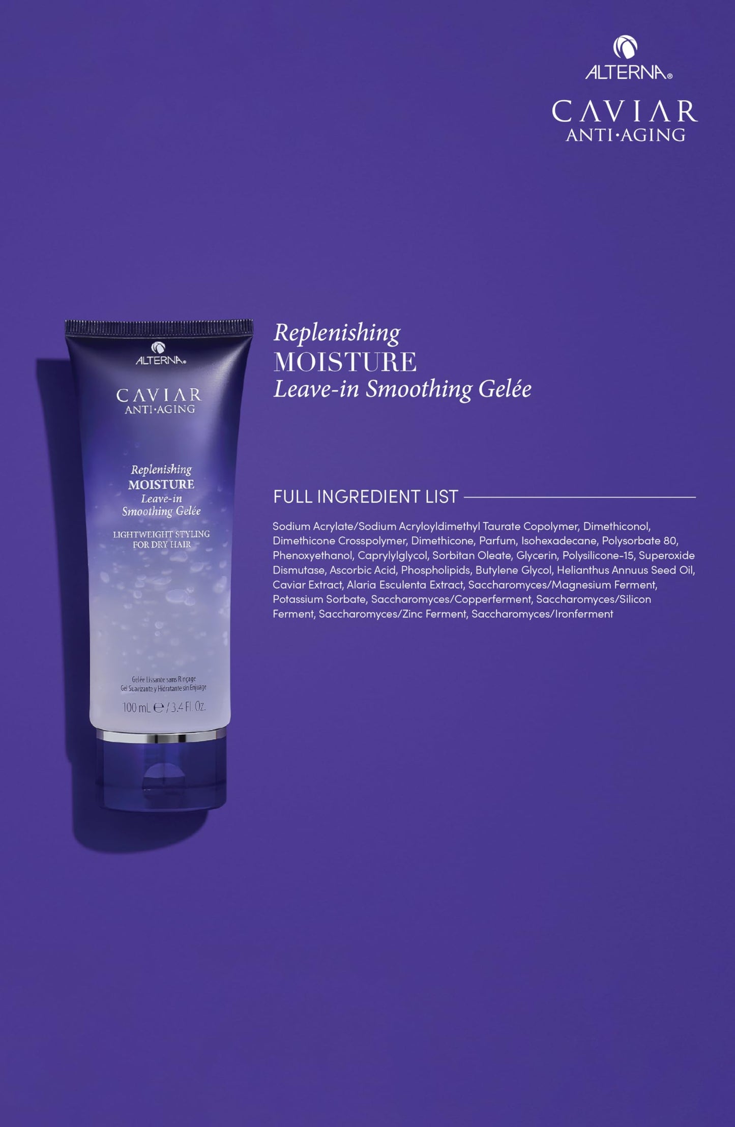Alterna Caviar Anti-Aging Replenishing Moisture Leave-in Smoothing Gelee, Lightweight Styling For Dry Hair,Sulfate Free ,3.4 Fl Oz (Pack of 1)