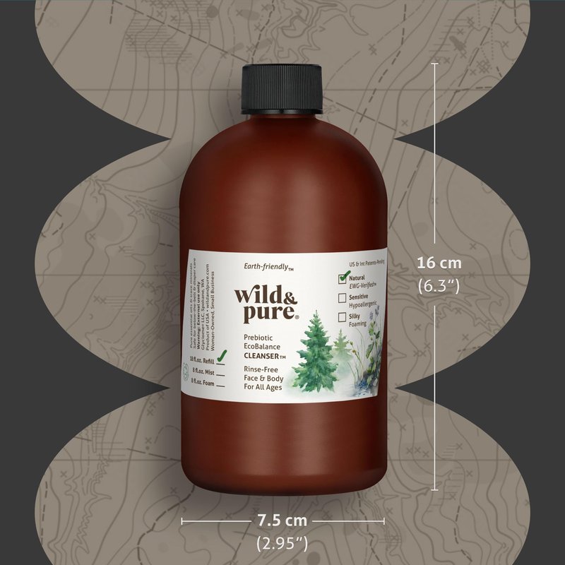 Wild & Pure EWG Verified Natural Body Wash Refill (18oz) for Foamers/Spray | Cleanser, Deodorizer, Moisturizer | Face, Hands, Body | pH-Balanced, Microbiome-Friendly, Plant-Based | Refillable Skincare