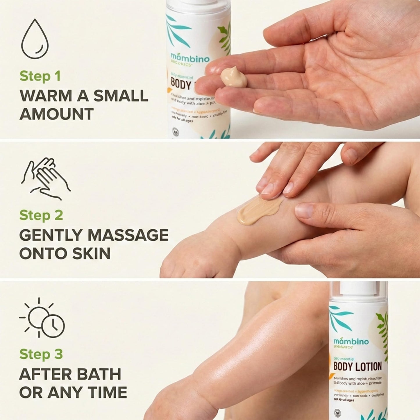 Mambino Organics Daily Essential Face & Body Lotion, Hydrating Body Lotion with Coconut, Aloe & Tamanu Oil, Lightweight Moisturizer for Dry Skin, Vegan & Cruelty-Free Skin Care, 5 fl oz (3-Pack)