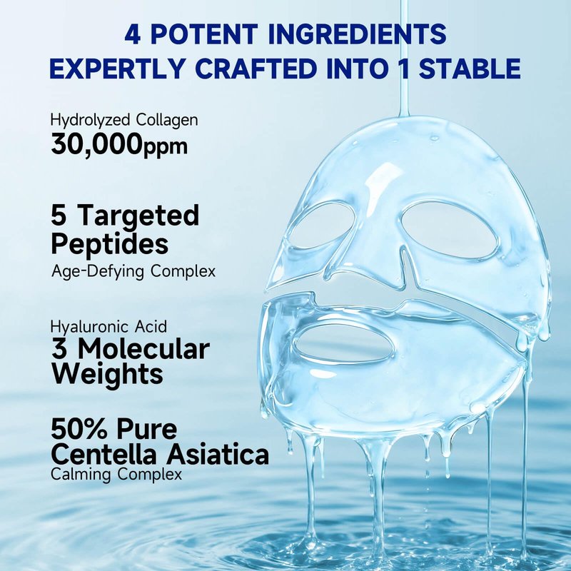 Dr Vincent Deep Hydrating Overnight Collagen Hydrogel Mask, Soothing Facial Mask for Calm Skin & Improve Firm-Looking Appearance, Peptides Renew Facial Masks for All Skin Types, 37gx5ea