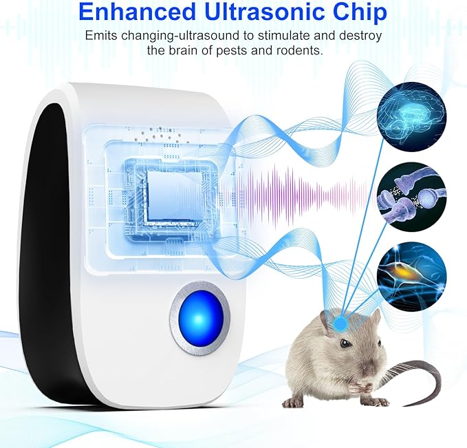 Upgraded Ultrasonic Repellent, Indoor Pest Repellent, Electronic Plug in Pest Control for Roach, Ant, Rodent, Mouse, Bugs, Mosquito, Spider Repellent for House, Garage, Warehouse (12)