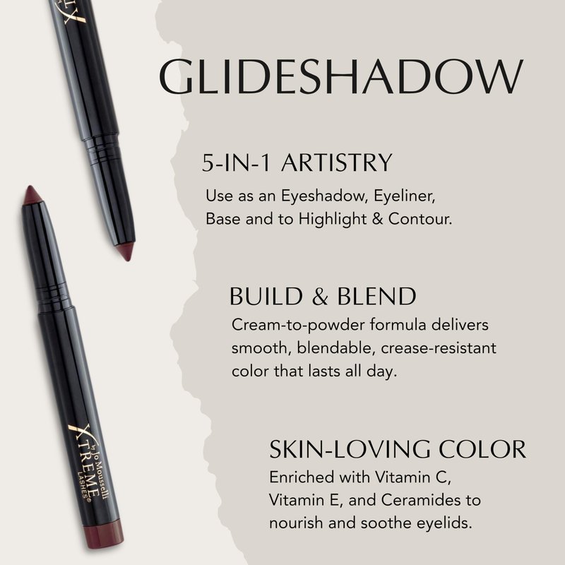 Xtreme Lashes GlideShadow Long Lasting Eyeshadow Stick, Mahogany, Matte Finish, Lightweight Cream to Powder Eye Makeup, No Fallout, Lash Extension Safe, Built-in Sharpener