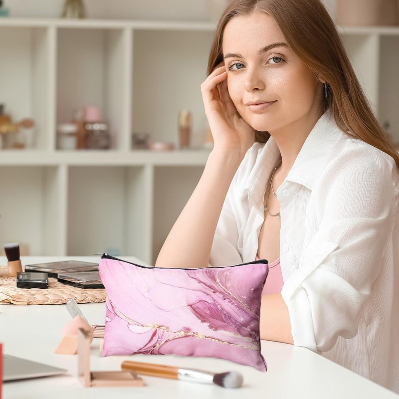 Hillban 36 Pcs Marble Makeup Bags Marble Gifts Cosmetic Bags for Women Travel Toiletry Pouch with Zipper Portable Organizer Pouch for Cosmetics Makeup Brushes, 12 Styles