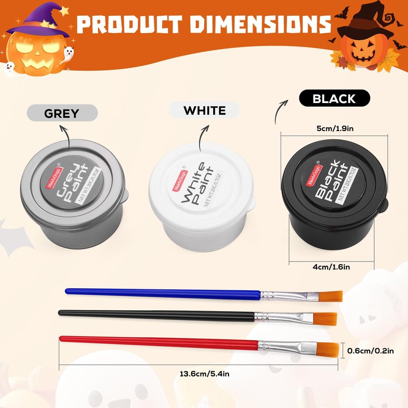 MeiduGaga White and Black Face Paint, Silver Face Paint Palette, Non-Toxic, Water-Based Body Paint for Halloween, Party, Cosplay