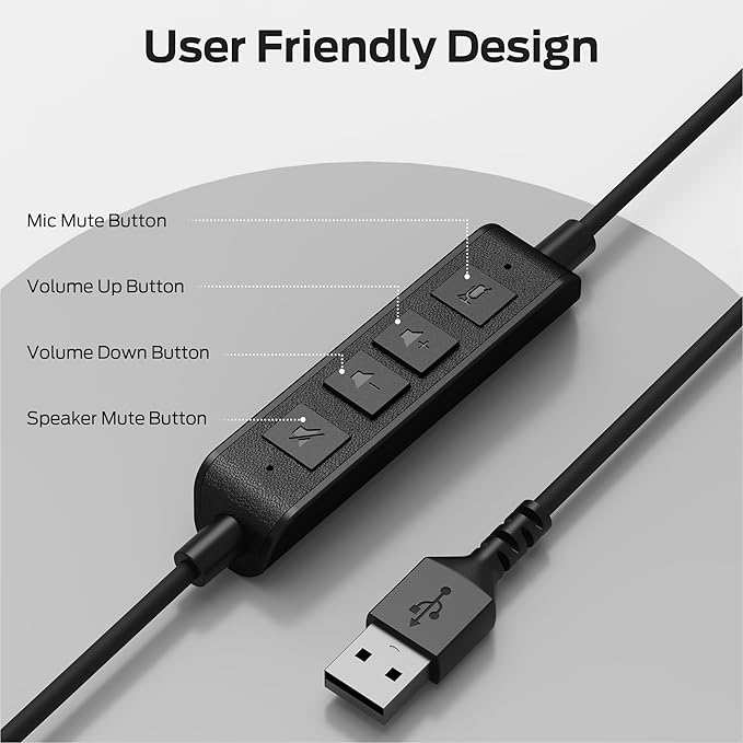 Monster Voicelink 100 Wired Headset, Wired Headphones with Noise Cancelling Microphone for PC Laptop, USB Connection Plug and Play, Computer Headset Use for Online Meeting, Work Call Center