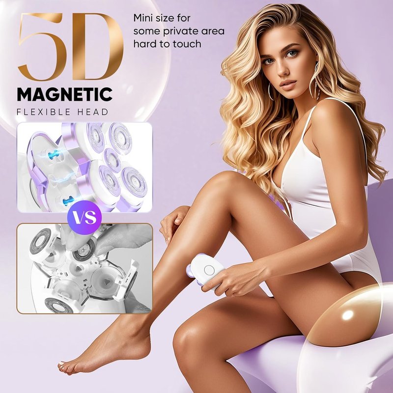 Electric Razors for Women - Cordless Painless Hair Remover | Waterproof & Detachable Trimmer in Lilac