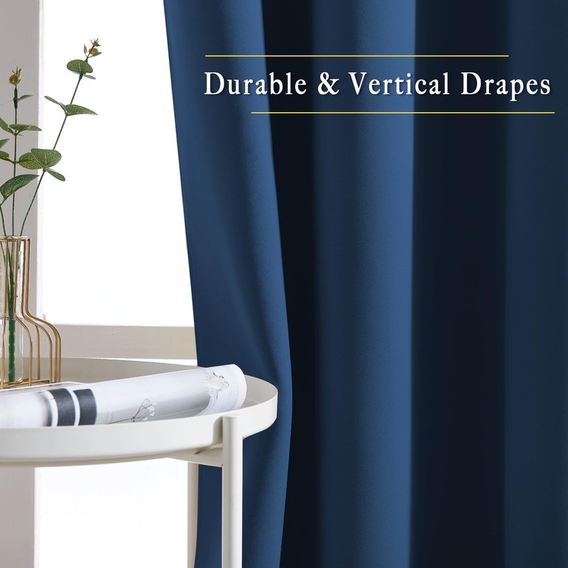 NICETOWN Bedroom Blackout Large Window Curtains - Room Darkening Energy Saving Thermal Insulated Grommet Room Divider Draperies for Living Room/Doorway (Moroccan Blue, W66 x L90, 2 Panels)