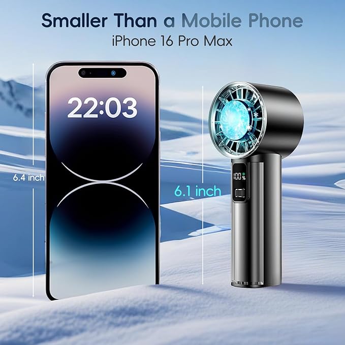 PANERGY Handheld Fan with Ice Cooler, Mini Portable Fan Rechargeable, 18Hrs Cooling, 0-100 Adjustable Speed, Small Yet Powerful, Personal Hand Fans for Travel, Beach, Outdoor, Makeup, Gifts for Women