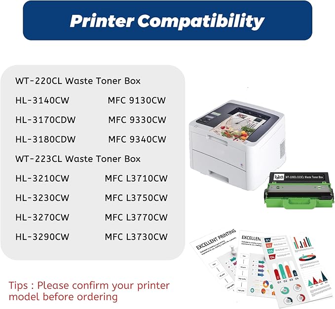 RitoTech 1 Pack Compatible for Brother WT-220CL Waste Toner Box WT-223CL Waste Toner Box Works with MCF-9340CDW HL-3140CW 3170CDW L3210CW L3230CDW L3270CDW 9130CW L3290CDW MFC-L3710CW L3770CDW (Black)