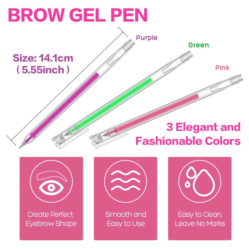 QUEEJOY Brow Mapping Pen, Unique Colors Eyebrow Lip Positioning Tool, Gel Pen for Brow Mapping, Brow Lamination Supplies for Mapping on Eyebrow Lip Skin