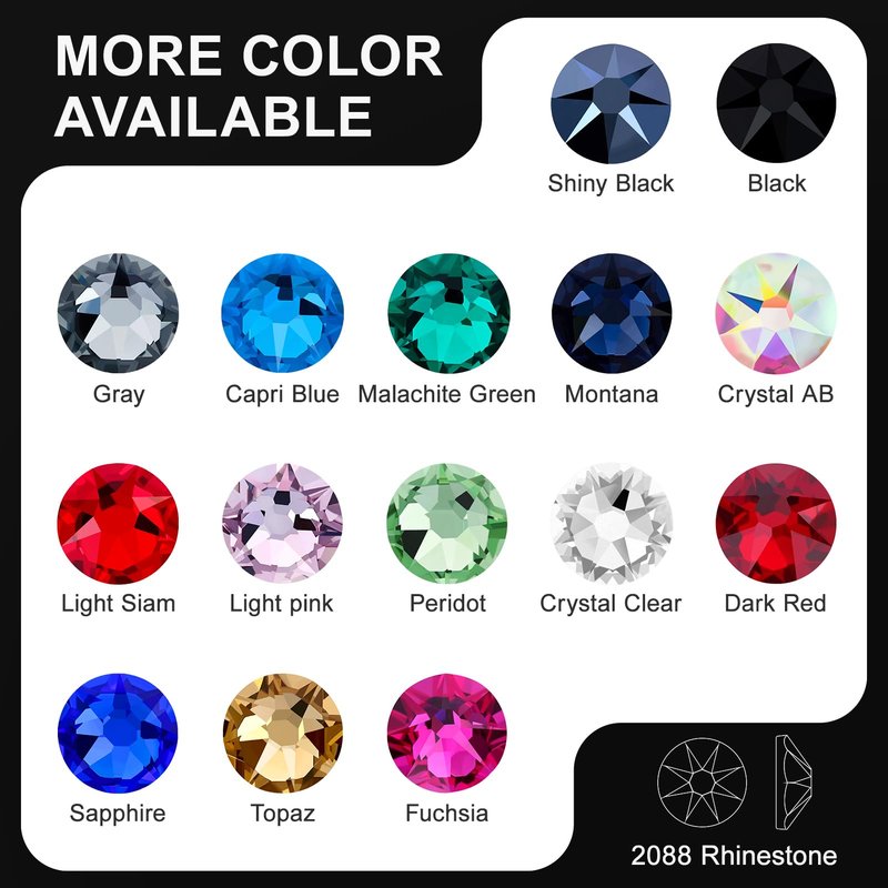 Novani Hotfix Rhinestones 288pcs Crystal AB Round Iron on Rhinestone Style 2088 Sparkly Crystal Gemstones for Fabric and Crafting, SS34 (7.0-7.3mm)