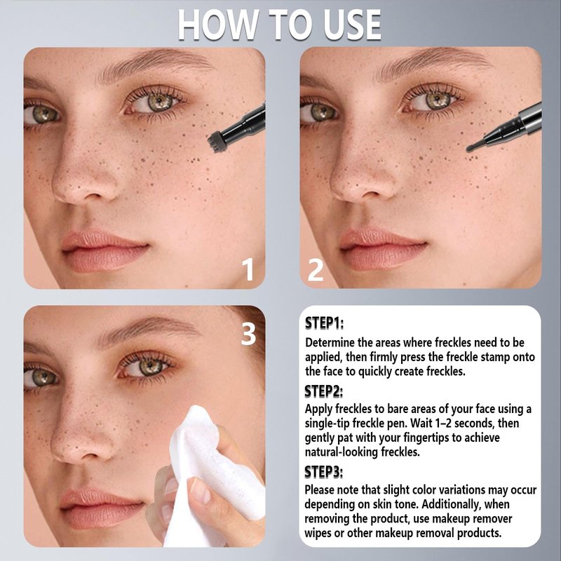 HOSAILY 2PCS Light&Dark Brown Freckle Stamp Pen Waterproof, Natural Lifelike Faux Freckles Stamp Stain maker Pen, Long Lasting Quick Dry Liquid Fake Freckle Pencil Magic for Face Sunkissed Makeup