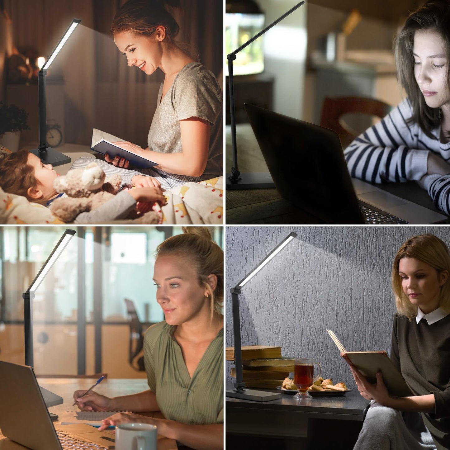 DWEPTU Rechargeable Desk Lamp LED Desk Lamps Eye-Caring Desk Lamps Dimmable Office Lamp with USB Chager Touch Control for Home Office Student Dormitory
