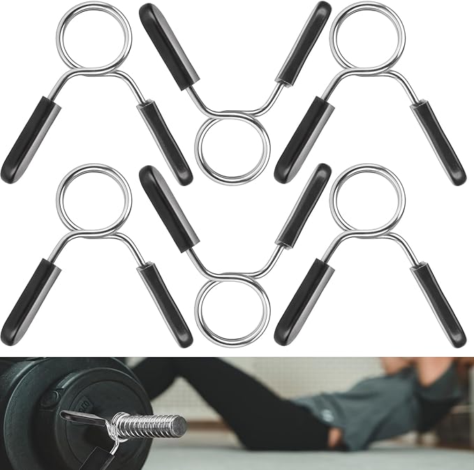 Spring Clip Collars 1 Inch Olympic Barbell Clamps Dumbbell Clips Weight Bar Clips for Weightlifting, Powerlifting, Strength Training (3 Pairs)