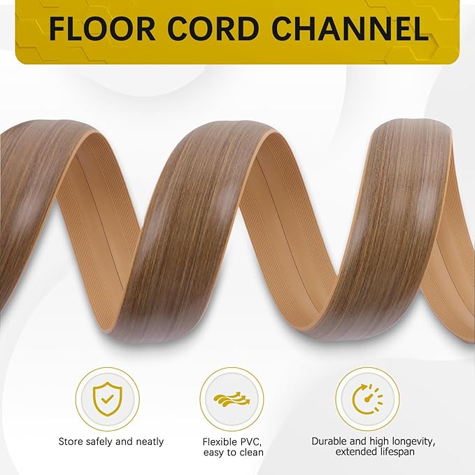 JAHOMFAI Floor Cord Cover 10FT Cord Covers for Wires on Floor Protect Wires & Prevent Trip Hazards, Easy to Cut for Home, Office, School, Concerts, Cavity W0.6in x H0.32in