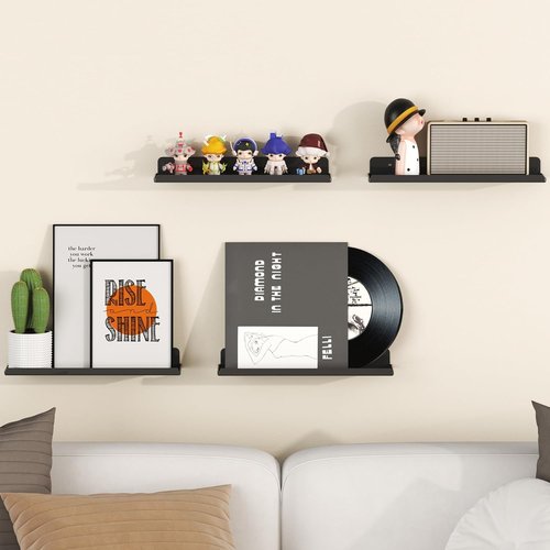 Lifewit Floating Shelves - 15" Acrylic Wall Organizer for Perfume & Decor | 6 Pack, Black