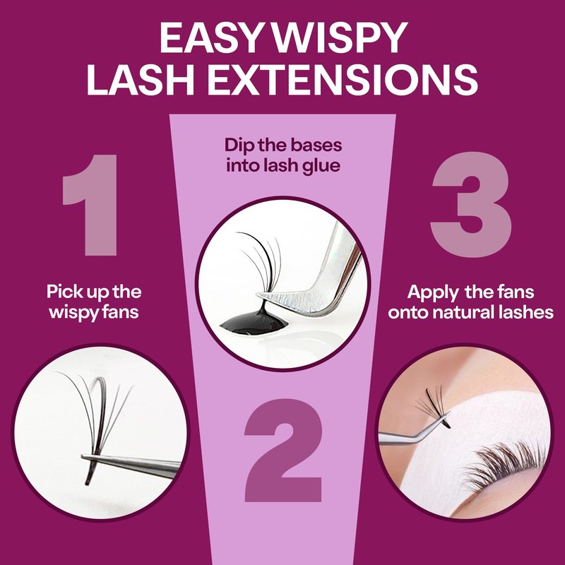 GLAMGAZE 750 Wispy Promade Fans - 5D 7D 9D, C D CC Curl 0.05-0.07mm Thickness Mixed Length - Handmade Wispy Eyelash Extensions Loose Premade Lash Fans Soft Spikes Volume Lash (9D-0.05-C, 11/12/13)