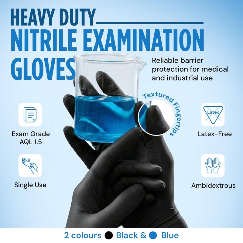 SAFEKO Nitrile Exam Gloves, Latex-Free Powder-Free Non-Sterile Disposable Gloves, For Medical, Cleaning, And Kitchen Prep, Black, 100 Count