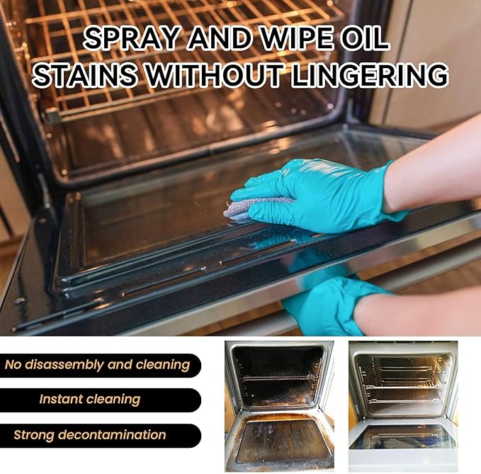 Oven and Grill Cleaning Spray – Dissolves Grease in 5 Minutes, No Scrubbing Required, Removes Odors, Eliminates Thick Grease & Build Up, Grease Remover, 3.38 Floz (2pcs)