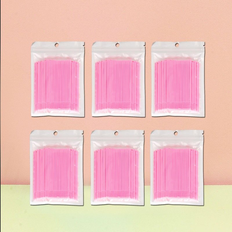 2100PCS Microswabs for Eyelash Extensions，Micro Applicators Brush for Cleaning and Applying Make-up Pink (Head Diameter: 2.0mm)