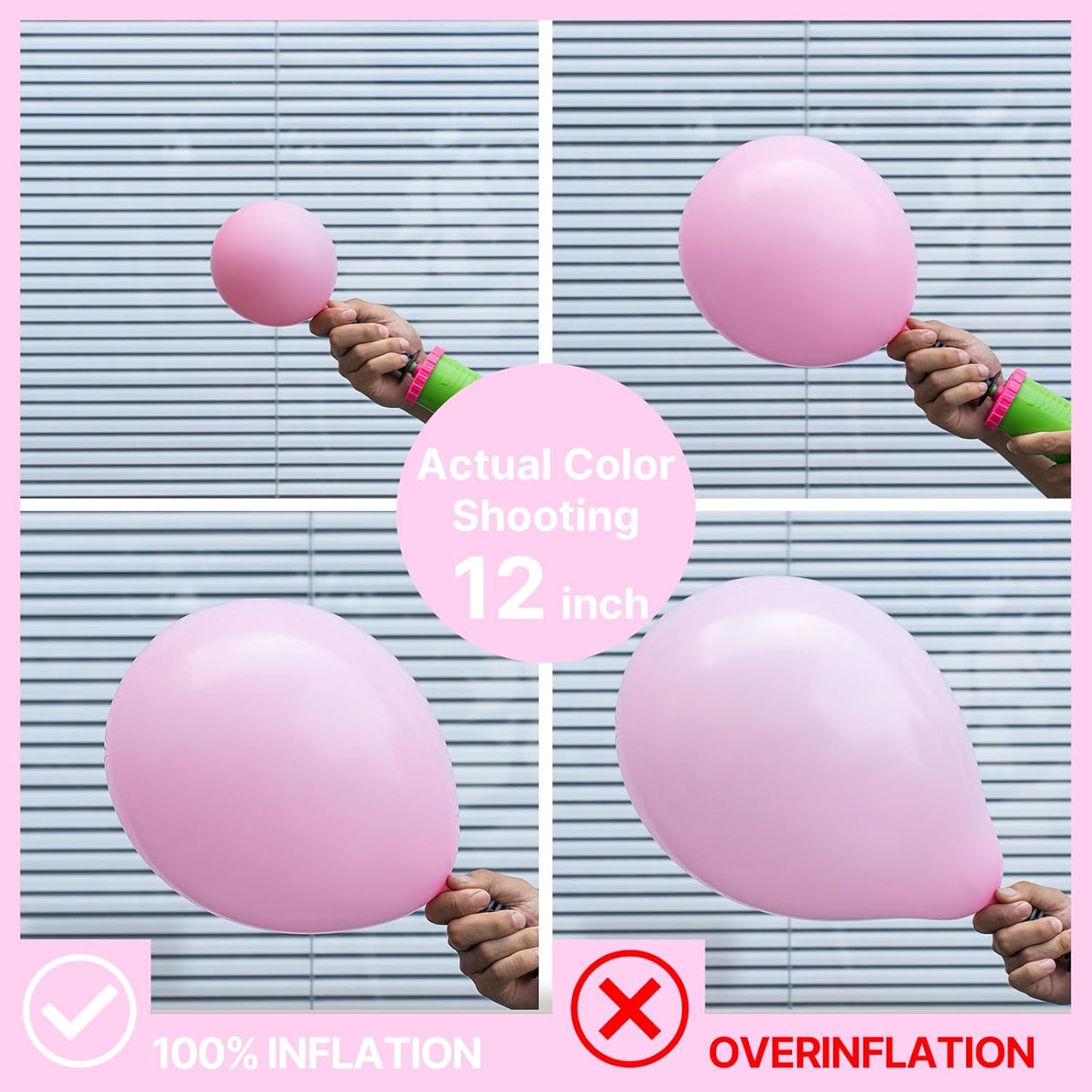 PartyWoo Baby Pink Balloons - 100 Pcs in 5 Sizes for Baby Shower & Birthday Decorations | Arch Kit & Garland