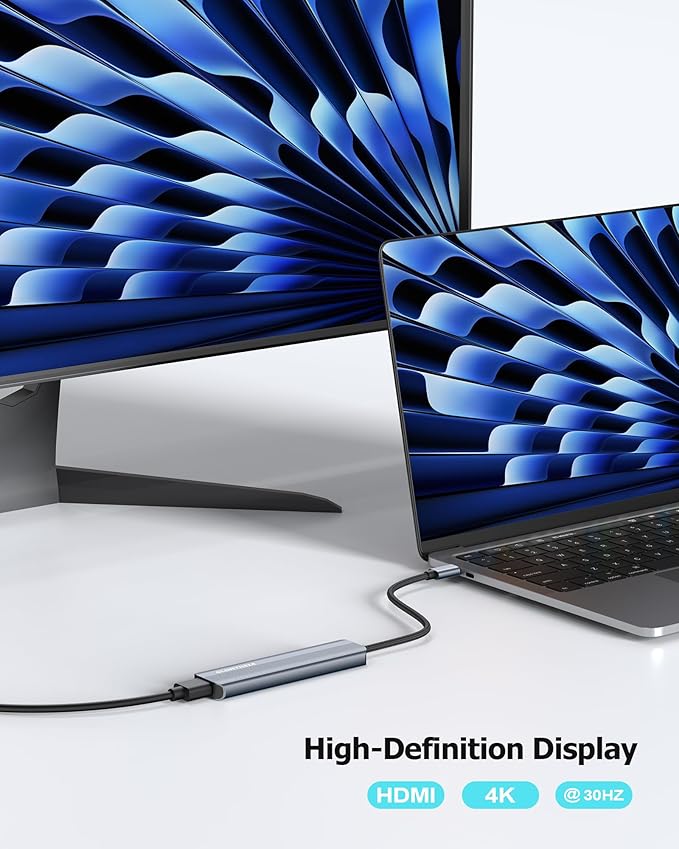 Glomtheia USB C Hub Multiport Adapter for Laptop MacBook Air/Pro, Multiple Ports Dongle Dock with 4K HDMI, 100W PD, 2xUSB-A 3.0, USB-C Data Port, SD/TF Card Reader