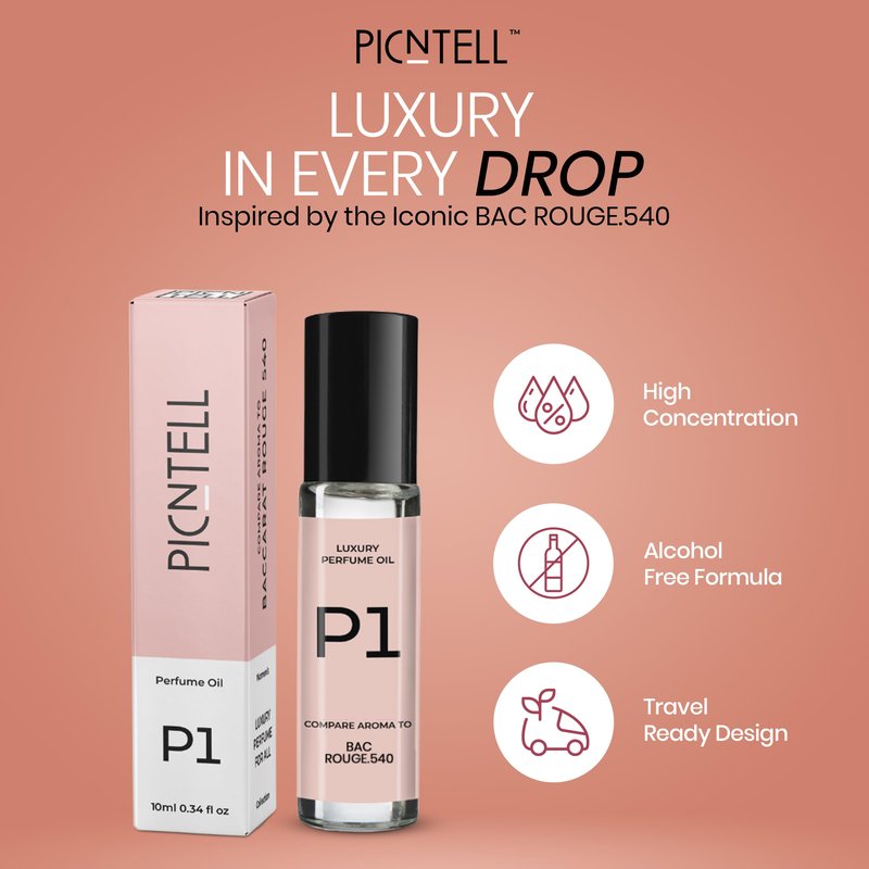 PICNTELL P Series Impression Perfumes for Women – Travel Friendly Roll-on Perfume Oils Based on Iconic Designer & Luxury Scents, Long-Lasting Women’s Fragrances (1 - Pack, (P1))