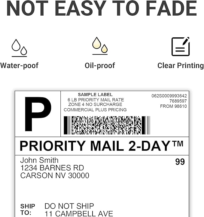 Omezizy 4x6 Thermal Shipping Label, Shipping Address Labels (Pack of 2 Roll 500 4x6 Labels) - Compatible with Nelko, JADENS, beeprt, ASprink, Rollo, Zebra, Omezizy and Other Thermal Printers