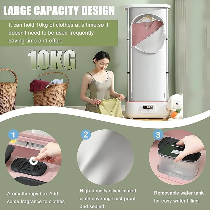 Portable Clothes Dryer and Automatic Ironing Machine, 900w Vertical Steam Iron with Smart Machine Features, Steam Closet for Clothes & Fabric, One-Key Care, Quick-Drying Steam