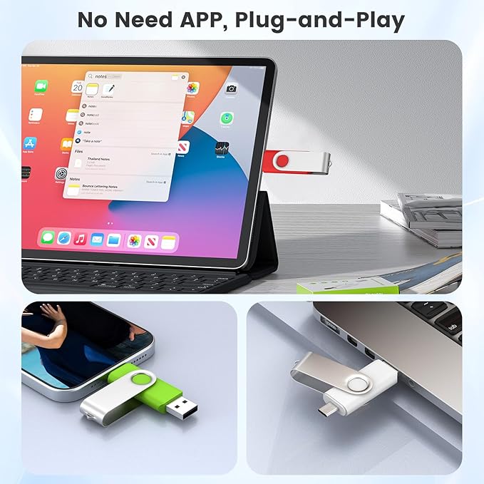ABLAZE 32GB USB C Flash Drive 10 Pack, OTG USB 2.0 + Type C Memory Stick Dual Type C Thumb Drive Compatible with iPhone 17/16/15, Android Smartphone, Computers