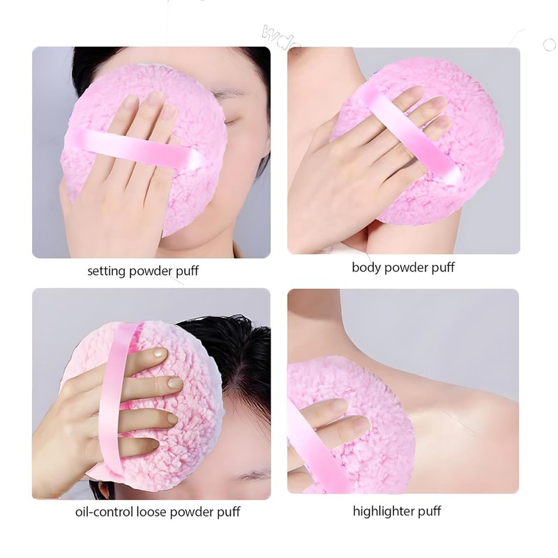 Extra Large Body Powder Puff & Crystal Glass Storage Jar - Dustproof Lid, Soft & Reusable Fluffy Puff for Skin Care