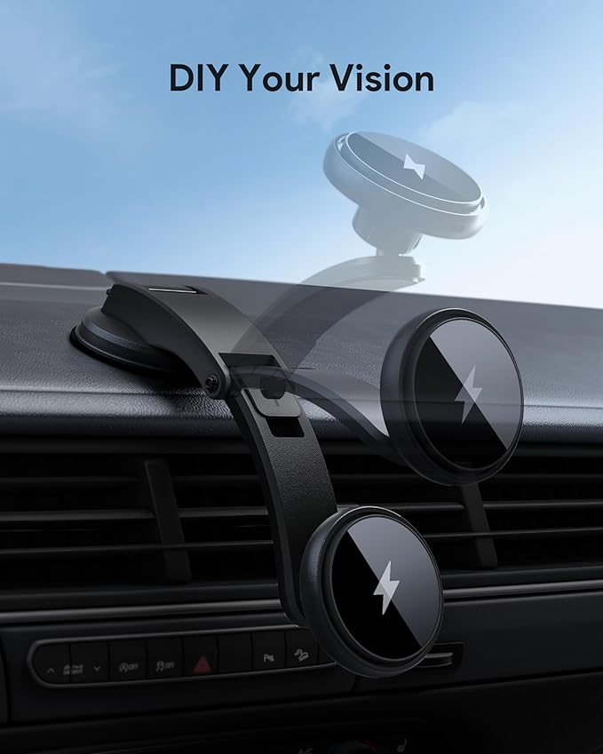 Magnetic Wireless Car Charger Mount 15W Compatible with Magsafe Car Charger SMOONFACE, Dashboard Car Phone Holder for iPhone 17/17 Air/17 Pro/17 Pro Max/16/16 Pro/16 Pro Max/15/14/13/12/12Pro/Mini