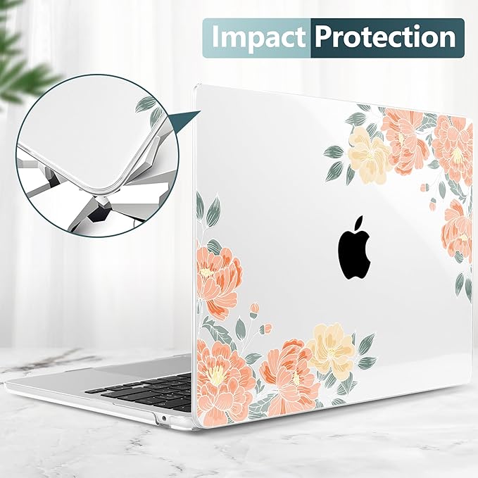 TWOLSKOO Compatible with MacBook Air 13 inch Case M5 2026 M4 2025 M3 M2 2024-2022 A3449 A3240 A3113 A2681, Plastic Hard Shell & Keyboard Cover for MacBook Air 13.6 inch Case, Vintage Roses