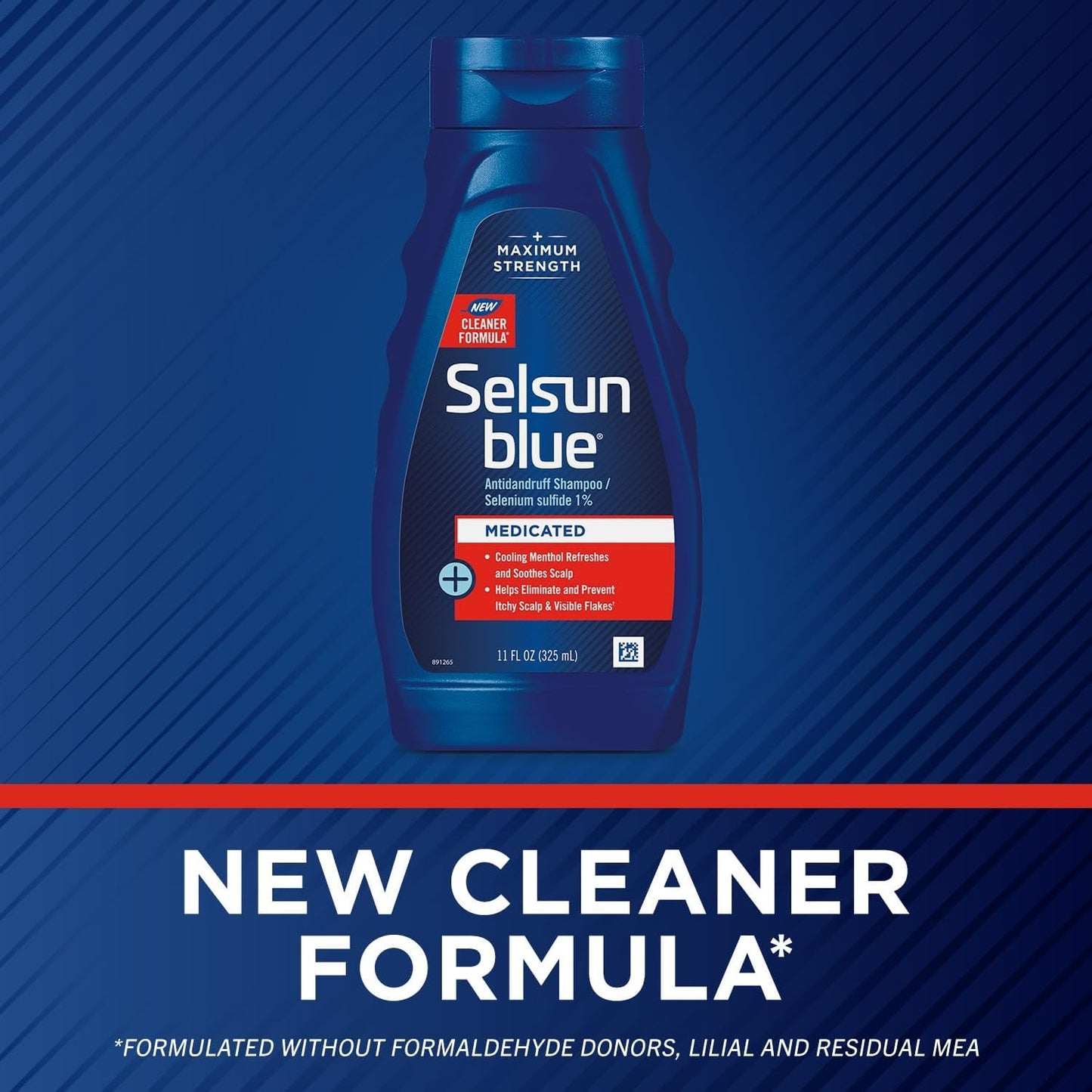 Selsun Blue Medicated Anti-dandruff Shampoo with Menthol, 11 fl. oz., Maximum Strength, Selenium Sulfide 1% (Pack of 3)