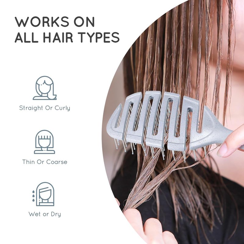 Ecoed Vented Detangling Hair Brush - Smooths Curly, Thick & Straight Hair | Eco-Friendly Blue Design
