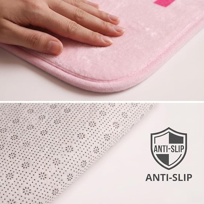 Pink Get Naked Memory Foam Runner Rug 17x47 Inch, Funny Bathroom Rugs, Cute Dorm, Apartment Decor, Soft Non Slip Absorbent Mats for Shower, Vanity