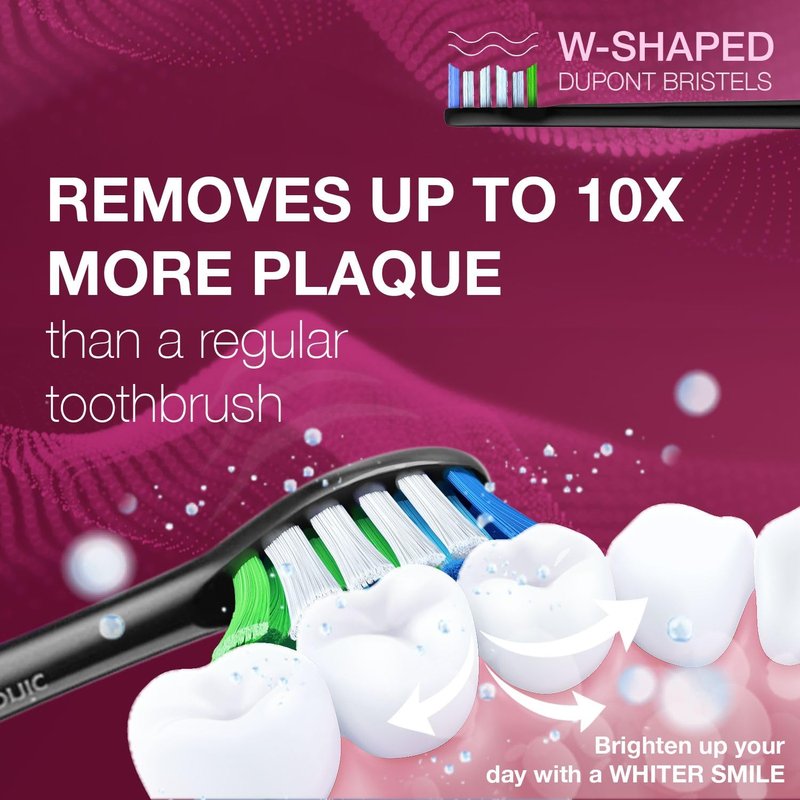 Wagner Stern The Ruby Red Edition ultrasonic whitening Electric Toothbrush Features Five Brushing Modes, Eight Soft Brush Heads, and a Premium Travel case.