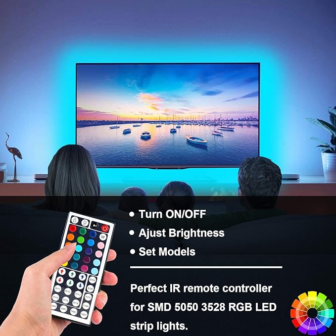 SUPERNIGHT RGB LED Light Strip Remote Controller, Dimmer for RGB LED Strip Lights, Wireless IR Remote Controller for SMD 5050 3528 Rope Lights (44 Keys)