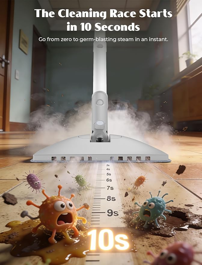 10-in-1 Steam Mop, Detachable Handheld Steam Cleaner, Multi & Up Steamer for Cleaning with 350ml Tank,10s Heat-Up, 23Ft Cord, 248Â°F 1200W Powerful Floor Steam Mop for Hardwood Floors, Grout, Carpet