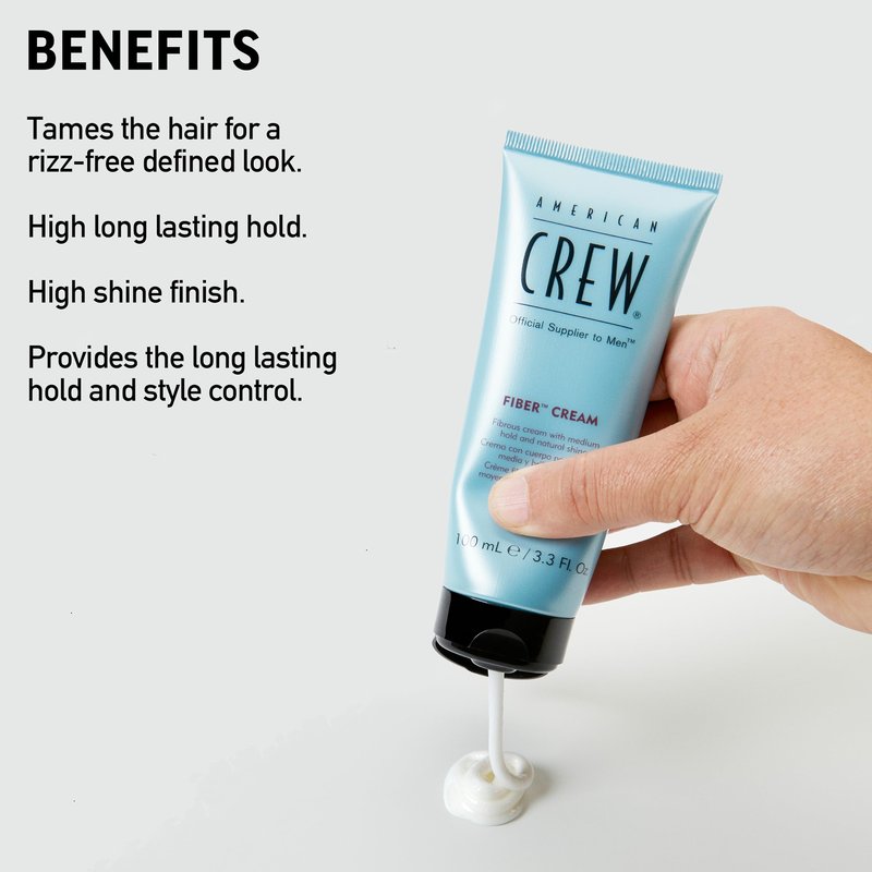 AMERICAN CREW Men's Hair Texture Lotion with Light Hold & Low Shine, 8.4 oz & Men's Fiber Cream with Medium Hold & Natural Shine, 3.3 oz