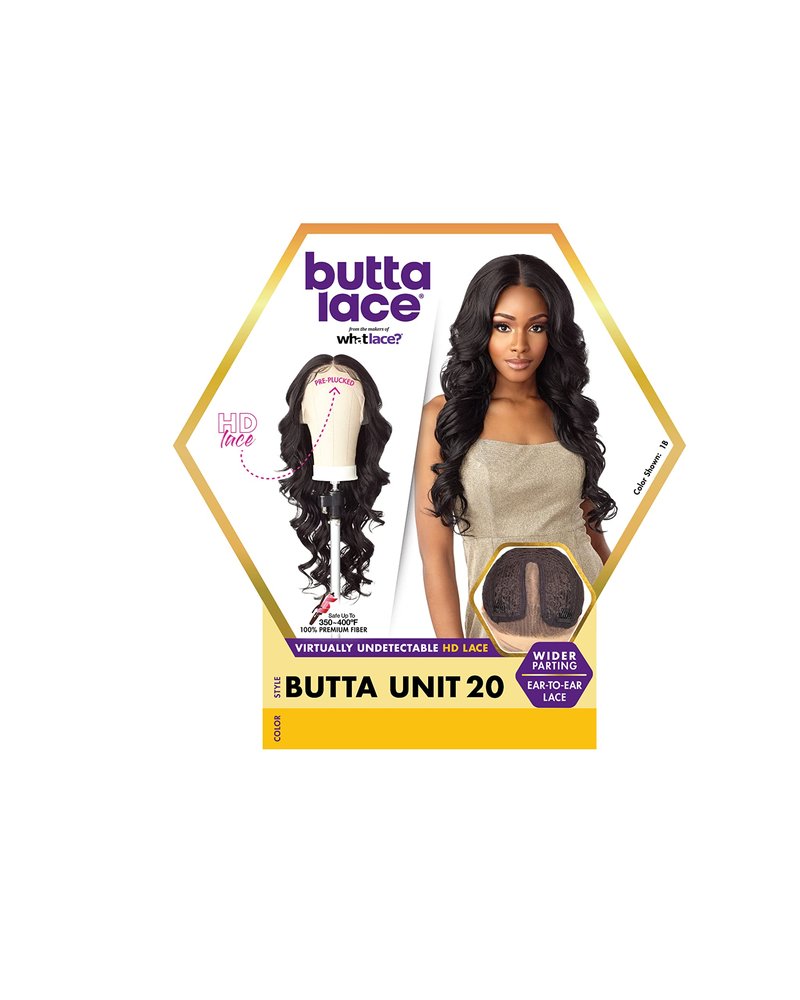 Sensationnel Butta Lace Wigs - Unit 20 Extra Wide 5 Inch Deep Parting Synthetic Preplucked Hairline Glueless Lacefront (1B OFFBLACK)