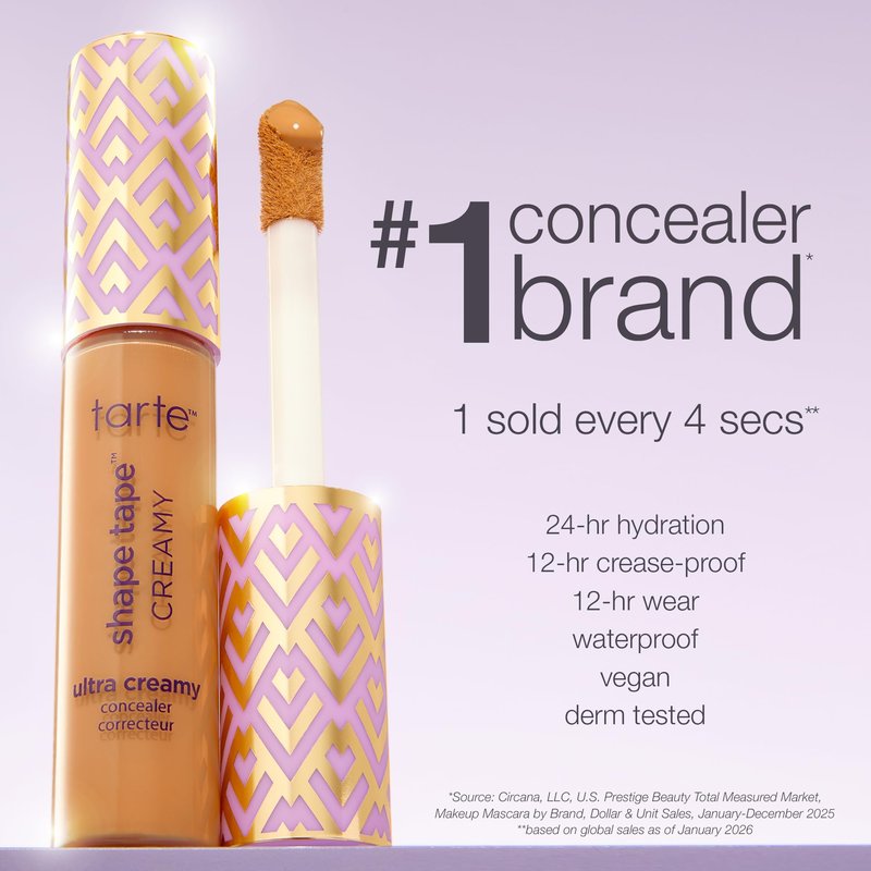 tarte shape tape creamy concealer – Full Coverage Makeup with Built-In Eye Cream, 24HR Hydrating Natural Moisturizing Matte Finish for Redness & Fine Lines, Vegan & Cruelty-Free, full size, 44H