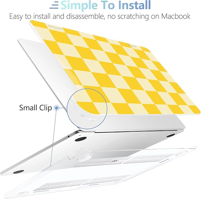 MEEgoodo for M5/M4/M3/M2 MacBook Air 15 inch Case 2026 2025 2024 2023, Case Fit Model (A3448/A3241/A3114/A2941) for MacBook Air 15.3 inch, Yellow Squares
