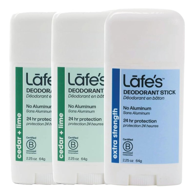 Lafe's Natural Body Care | 2 Fresh & 1 Extra Strength Deodorant Sticks | 24-Hour Protection & All Natural; 3 Pack (2.25oz each)