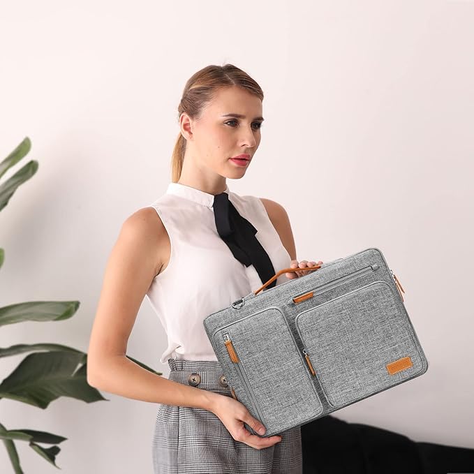 MOSISO 360 Protective Laptop Shoulder Bag,15 inch Computer Bag Compatible with MacBook Air 15 inch M5 M4 M3 M2/Pro 15, Dell XPS Plus,Side Open Messenger Bag with 4 Zipper Pockets&Handle, Gray