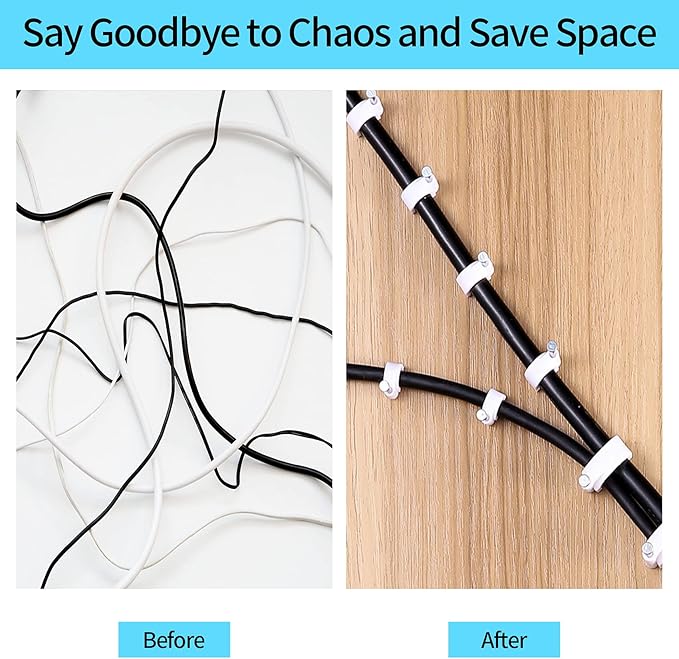 Abnii Cable Clips, 400 Pcs, 4mm 6mm 8mm 10mm, Wire Wall Clips with Steel Nails, Ethernet Cable Clips, Cable Tacks Coax Holder Clips, RG6 RG59 CAT6 RJ45 Cable Cord Clips, White…