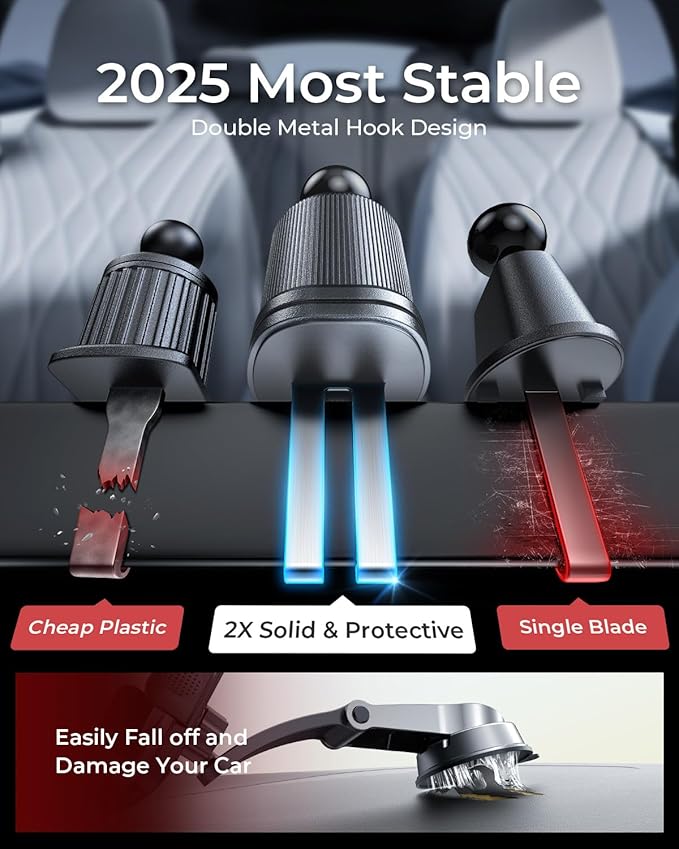 MRGLAS 2026 Upgraded for MagSafe Vacuum Car Phone Mount, 2800gf Strong Magnetic Phone Holders for Your Car, 360° Adjustable 98LBS Suction Cup Car Mount, Car & Truck Accessory for iPhone 12–17 Pro Max