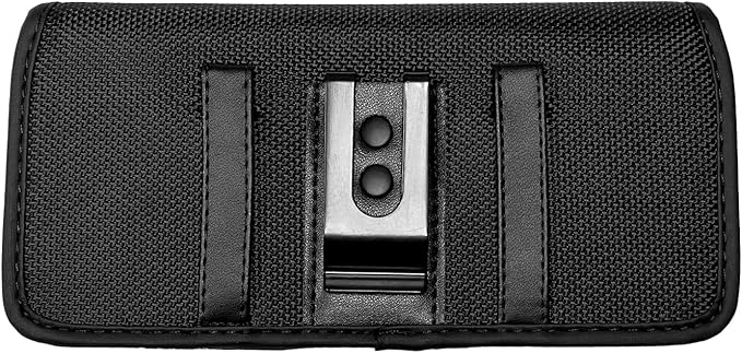 Eaglecell Nylon Cellphone Holster for iPhone 11 Pro Max, XS Max,8/7 Plus, Samsung Galaxy s22,S23,S24 TCL 40 xe, ion x, ion v - Horizontal Case Canvas Waist Carrying Pouch with Belt Clip/Loops, Black
