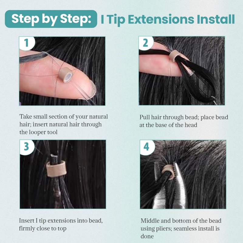 Licoville I Tip Hair Extensions Kinky Straight Microlink Extensions 18 Inch 50G Cold Fusion Keratin Tip Bundles Soft Natural Black Kinky Straight Real Human Hair I Tips for Black Women