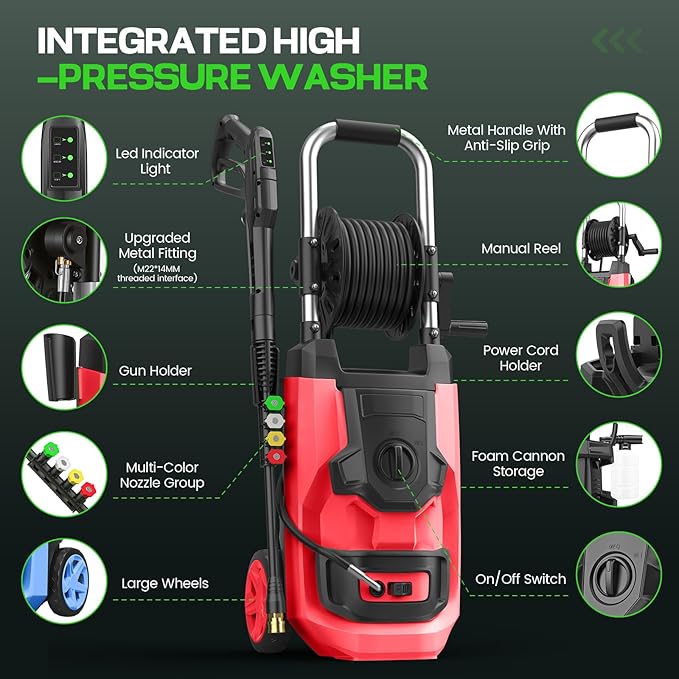 5000 MAXPSI P*ressure W*Asher, P*ower Cleaner, Red